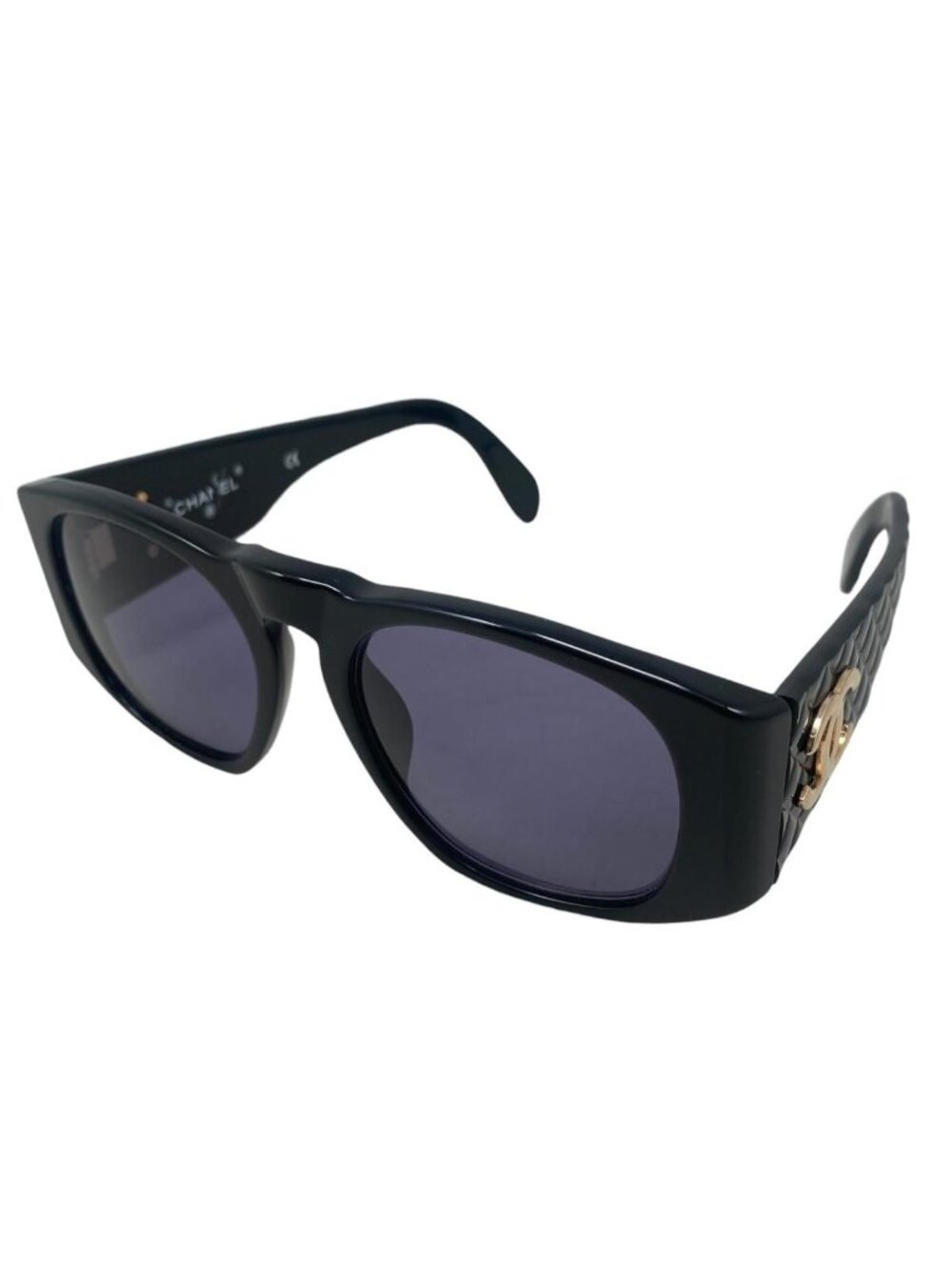 Chanel Sunglasses Quilted CC Logo Black Gold Eyewear